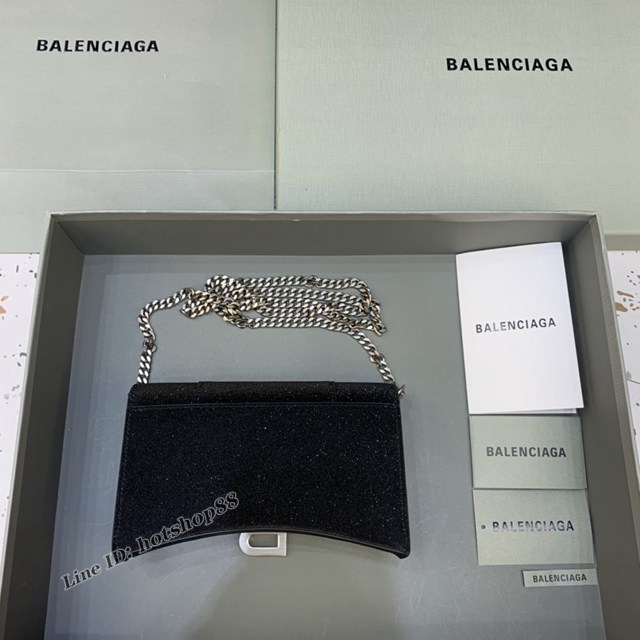 Balenciaga專櫃爆款黑色迷你女士肩背包 巴黎世家沙漏鏈條斜挎包 fyj1865